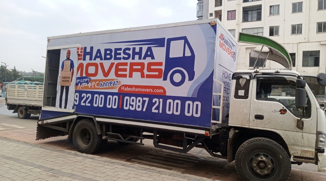 Habesha Movers moving truck providing professional house and office moving services in Lideta, Addis Ababa
